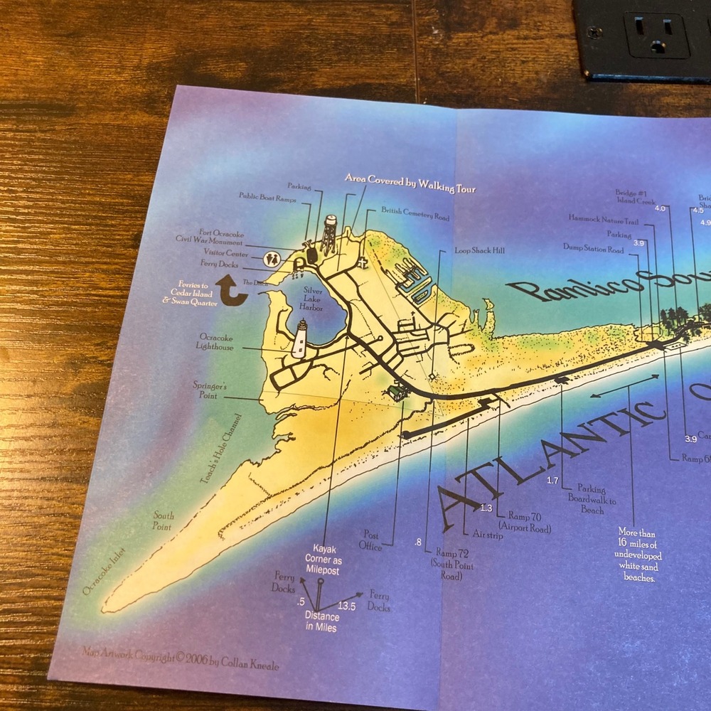 Ocracoke Island Village Illustrated Map Outer Banks NC Collan Kneale 2006 2009
